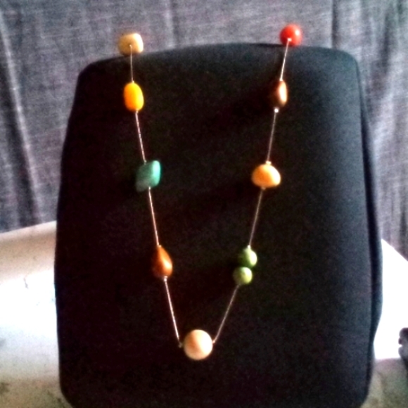 Long Multi-colored Mixed Material Necklace - Picture 9 of 9